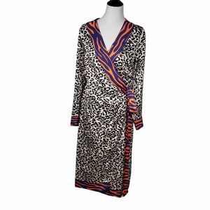 Never Fully Dressed size Large Margot Wrap Dress Animal Print Clash NWT